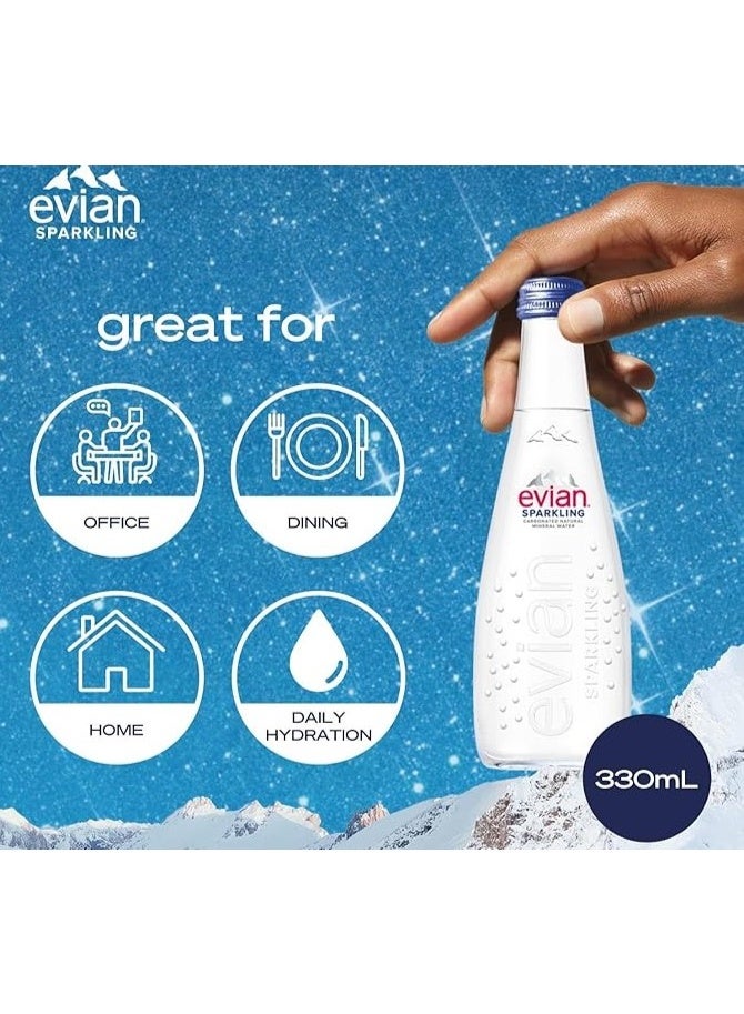 إيفيان مياه ايفيان الطبيعية الفوارة زجاج 330 مل × 20 | مياه جبال الألب النقية | ترطيب ممتاز - Image 3